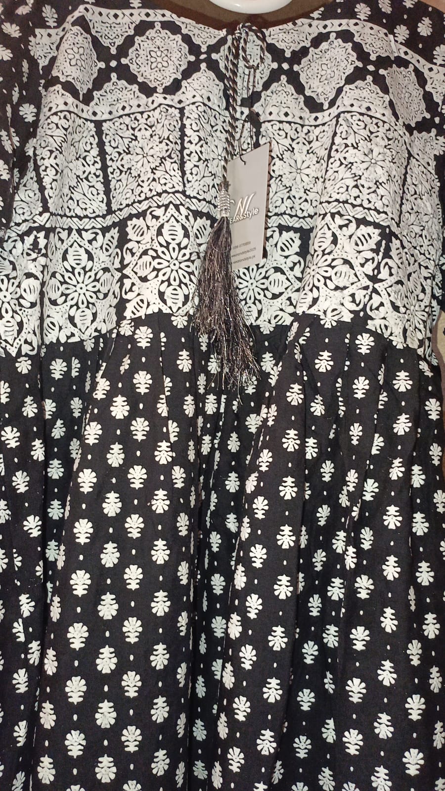 Black end White paste printed long-sleeve Frok