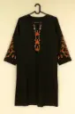 Classic Black Shirt Rust Orange Embroidery & Tassel Detail With Plazo